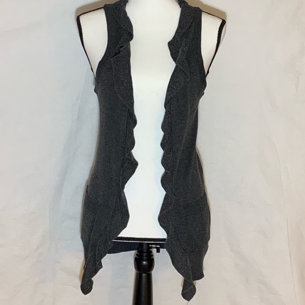 EUC - Poof Made With Love Black Ruffle Vest - Size Small